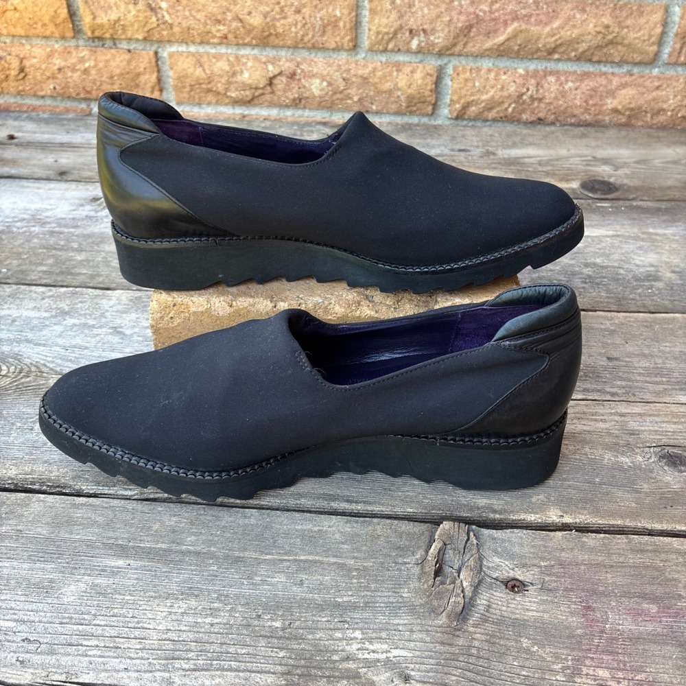 Donald J Pliner Sport Darsi Black Stretch Wedge SlipOn Loafers 6.5 Made In Italy - Picture 4 of 8